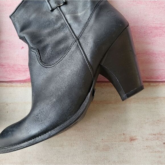 Bronx Black Leather Western Heeled Ankle Boots Women's‎ 39EU/8US - Picture 5 of 9
